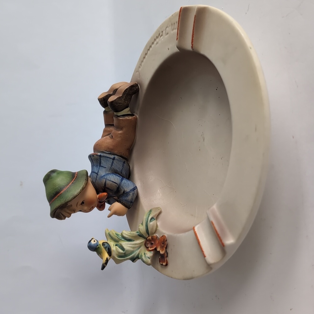 Vtg Hummel Boy with Bird or Singing Lesson Ashtray